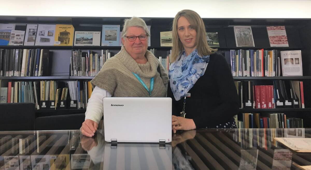 WEALTH OF EXPERIENCE: Marilyn Dowd with Marie Biddle at the Goulburn Mulwaree Library. Photo: Neha Attre