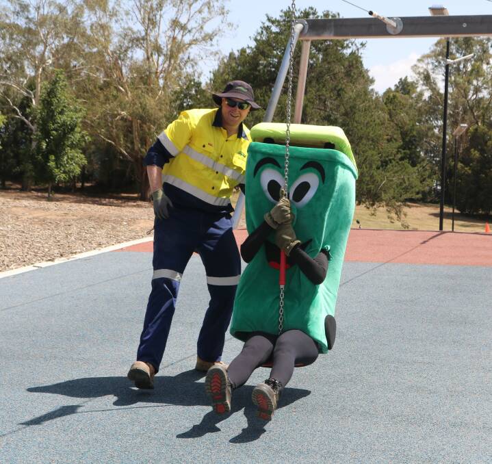 Sam Morris, Composting Officer and Binjamin in Victoria Park on Australia Day.