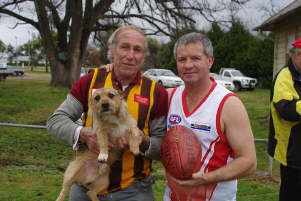 Steve Armstrong (right) was congratulated by the club's only other 400 game veteran, Wendell Rosewarne on the historic occasion. 
